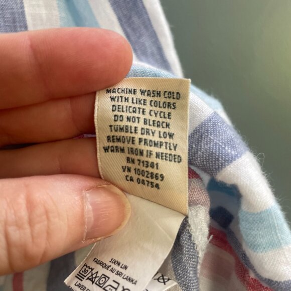 L.L. Bean Women's Linen Striped Beach Hoodie Large - Picture 5 of 8